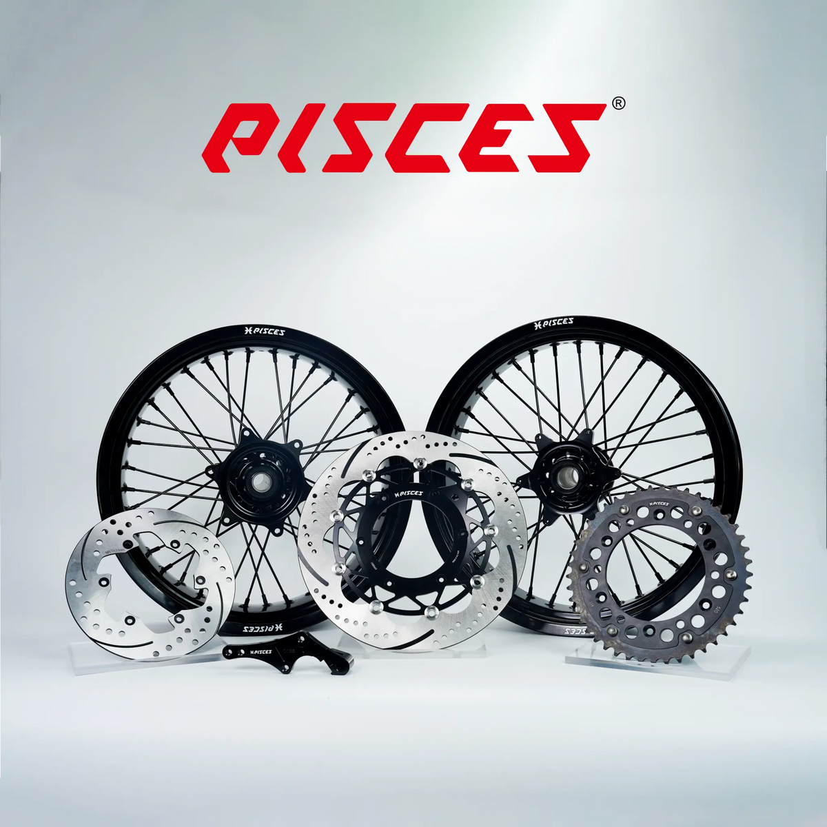 GASGAS EC ES EX MC Single Color Supermoto wheels kit - black rim, black hub, black spokes, black nipples, black brake kit - custom color reference
