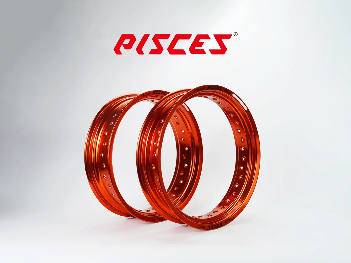 Jantes avant et arrière Excel 17 pouces orange pour Supermoto.