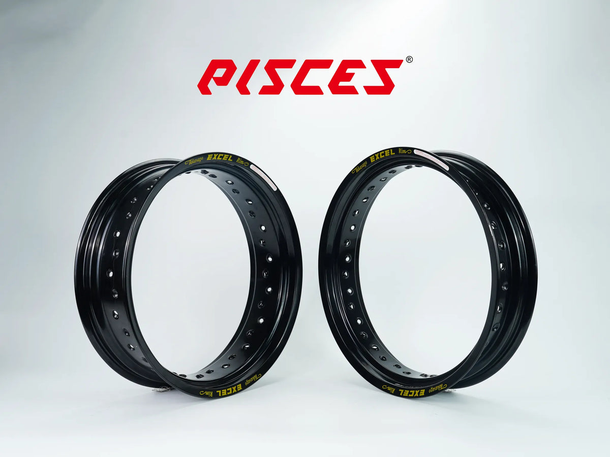 Jeu de jantes avant et arrière Excel 17 pouces noires pour Supermoto.