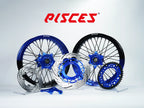 Kit de roues Supermoto Ducati Desmo Bi-Color — jante bleue et noire avec moyeu bleu et kit de freinage bleu — référence de couleur personnalisée