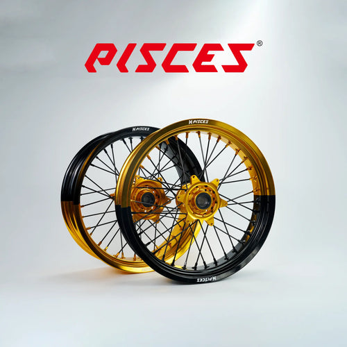 Jeu de roues Supermoto Ducati Desmo Bi-Color — jante dorée et noire avec moyeu doré — référence de couleur personnalisée