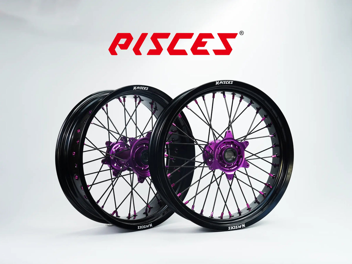 Ducati Desmo Single Color Supermoto wheels - black rim, purple hub, black spokes, purple nipples - custom color reference
