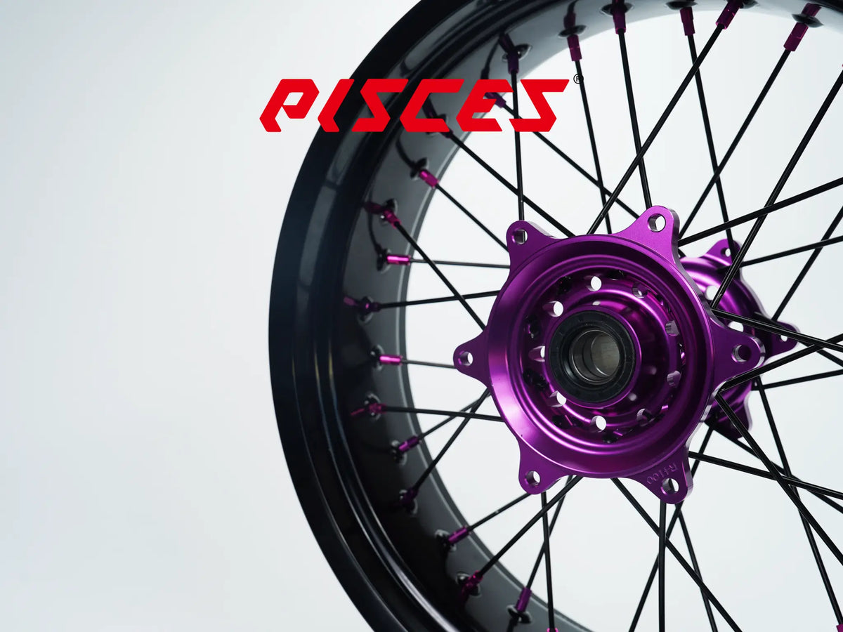 KTM EXC SX-F SMR Single Color Supermoto wheels - black rim, purple hub, black spokes, purple nipples - custom color reference