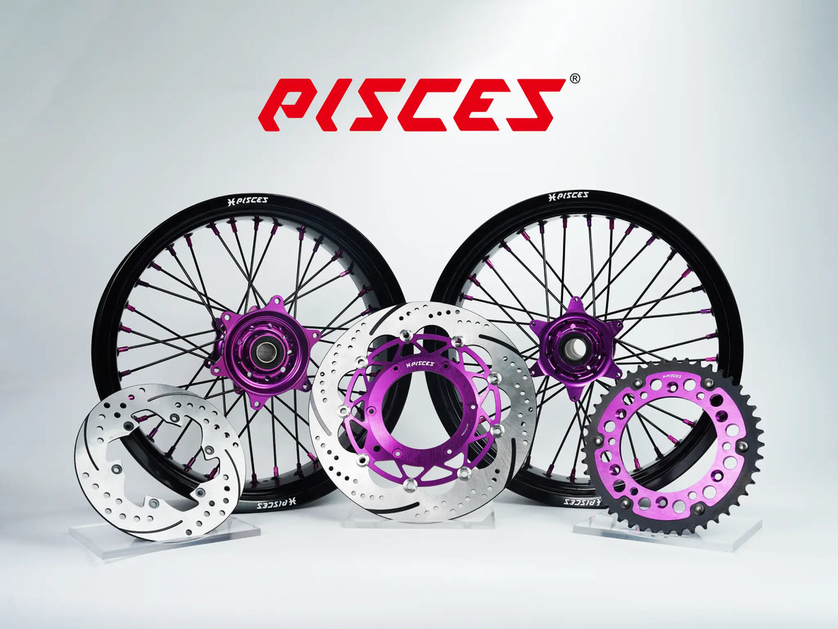 Ducati Desmo Single Color Supermoto wheels kit - black rim, purple hub, black spokes, purple nipples, purple brake kit - custom color reference
