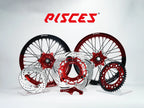 Kit de roues Supermoto Beta RR RX Deux Couleurs — jante rouge et noire avec moyeu rouge et kit de freinage rouge — référence de couleur personnalisée