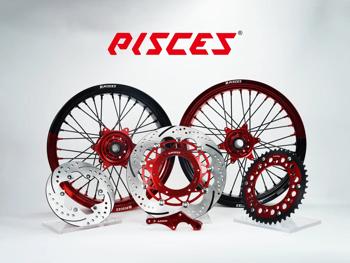 Kit de roues Supermoto Beta RR RX Deux Couleurs — jante rouge et noire avec moyeu rouge et kit de freinage rouge — référence de couleur personnalisée