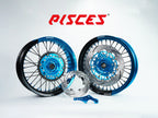 Kit de roues Supermoto Honda CR CRF XR Deux Couleurs — jante bleu clair et noire avec moyeu bleu clair et kit de freinage bleu clair — référence de couleur personnalisée