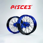 Jeu de roues Supermoto Beta RR RX Deux Couleurs — jante bleue et noire avec moyeu bleu — référence de couleur personnalisée