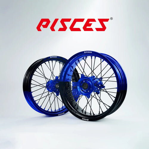Jeu de roues Supermoto Beta RR RX Deux Couleurs — jante bleue et noire avec moyeu bleu — référence de couleur personnalisée