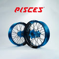 Jeu de roues Supermoto KTM EXC SX-F SMR Deux Couleurs — jante bleu clair et noire avec moyeu bleu clair — référence de couleur personnalisée