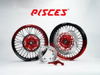 Kit de roues Supermoto Yamaha YZ YZ-F WR Deux Couleurs — jante rouge et noire avec moyeu rouge et kit de freinage rouge — référence de couleur personnalisée