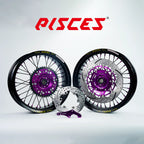 Fantic XE XEF XX Single Color Excel Takasago Supermoto wheel kit — black rim with purple hub, black spokes, purple nipples and purple brake kit — custom color reference