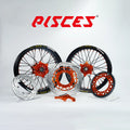 GASGAS EC ES EX MC Single Color Excel Takasago Supermoto wheel kit — black rim with orange hub, black spokes, orange nipples and orange brake kit — custom color reference