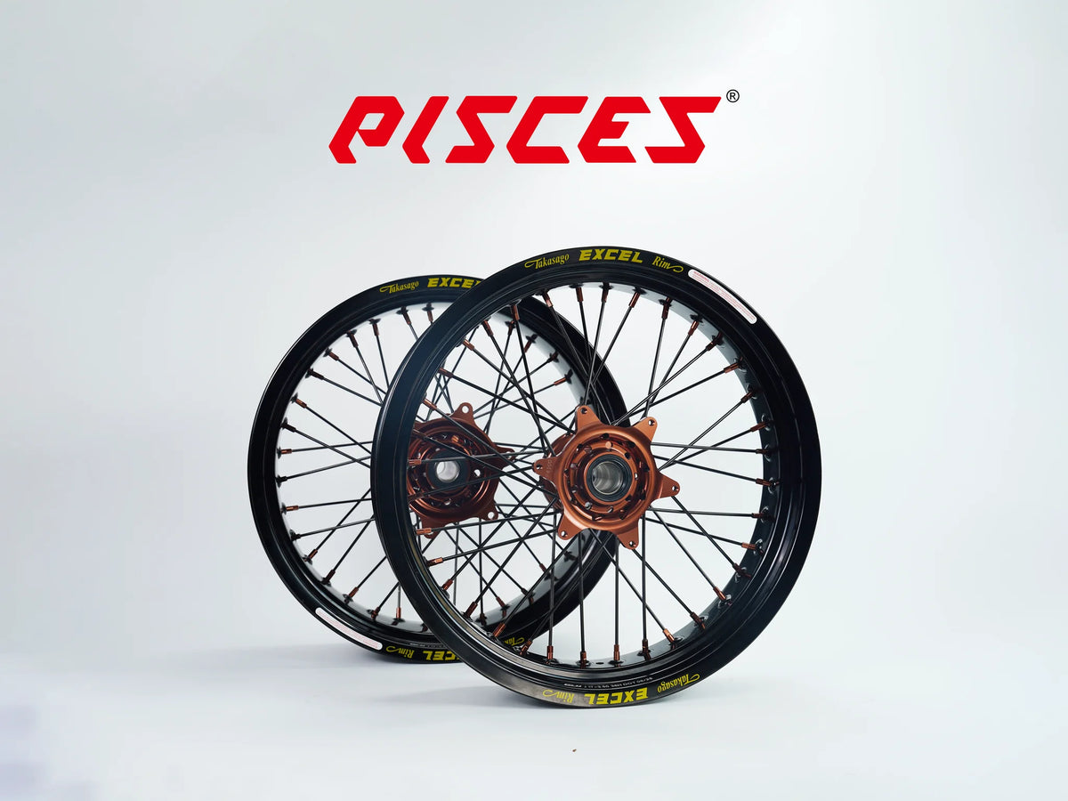 Honda CR CRF XR Single Color Excel Takasago Supermoto wheels — black rim with brown hub, black spokes and brown nipples — custom color reference