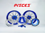 KTM EXC SX-F SMR Single Color Excel Takasago Supermoto wheel kit — blue rim with blue hub, black spokes, blue nipples and blue brake kit — custom color reference