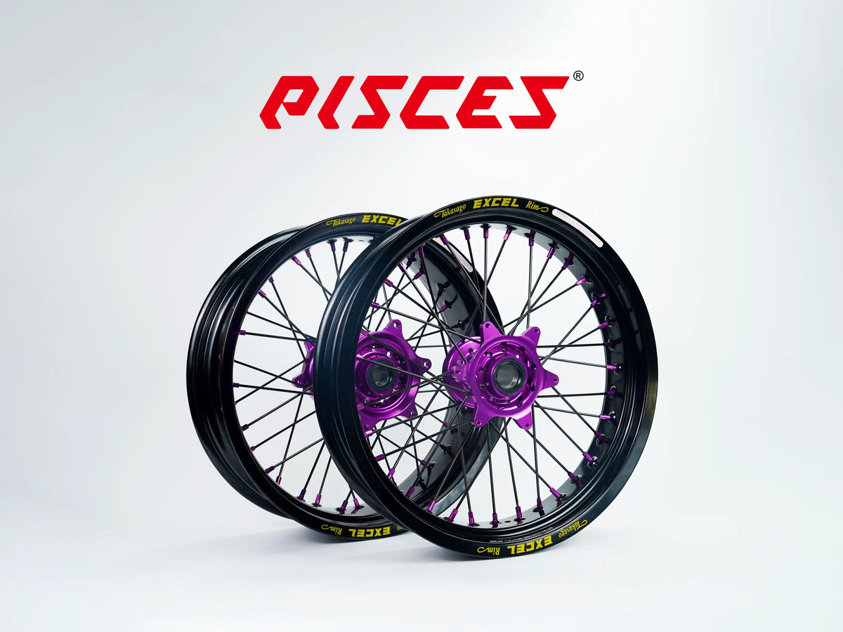 KTM EXC SX-F SMR Single Color Excel Takasago Supermoto wheels — black rim with purple hub, black spokes and purple nipples — custom color reference