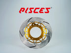 Pisces custom supermoto front brake disc rotor 320mm in gold.