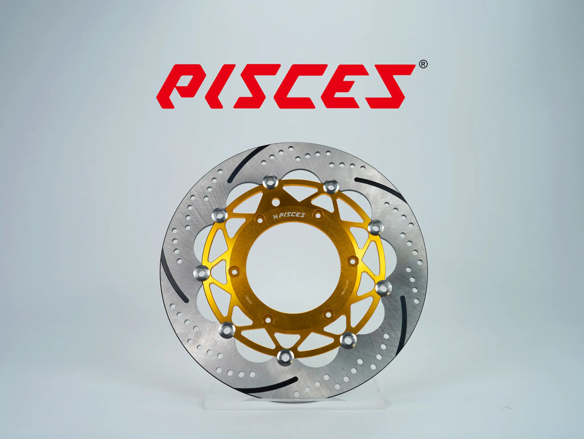 Disque de frein avant supermoto personnalisé Pisces 320mm en doré.