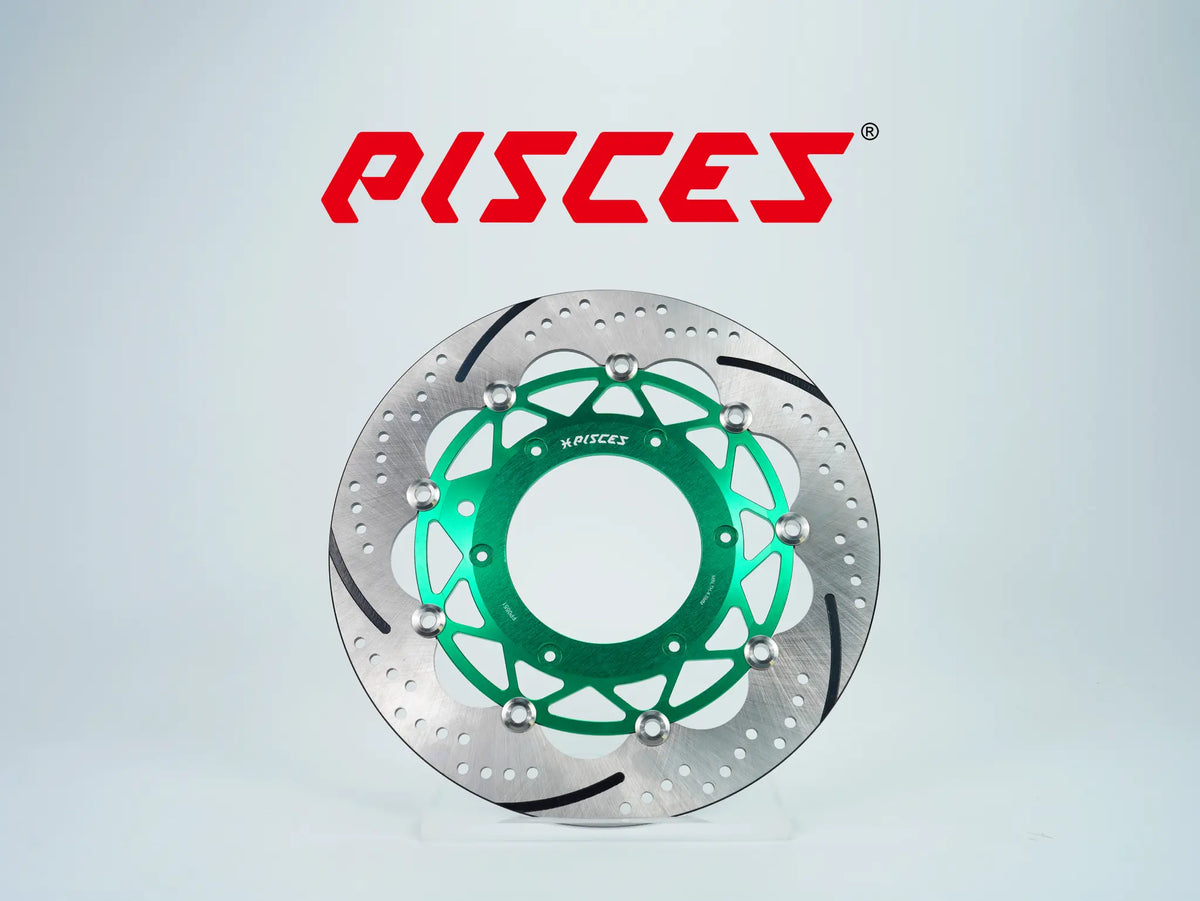 Disque de frein avant supermoto personnalisé Pisces 320mm en vert.