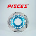 Pisces custom supermoto front brake disc rotor 320mm in light blue.