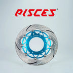 Pisces custom supermoto front brake disc rotor 320mm in light blue.