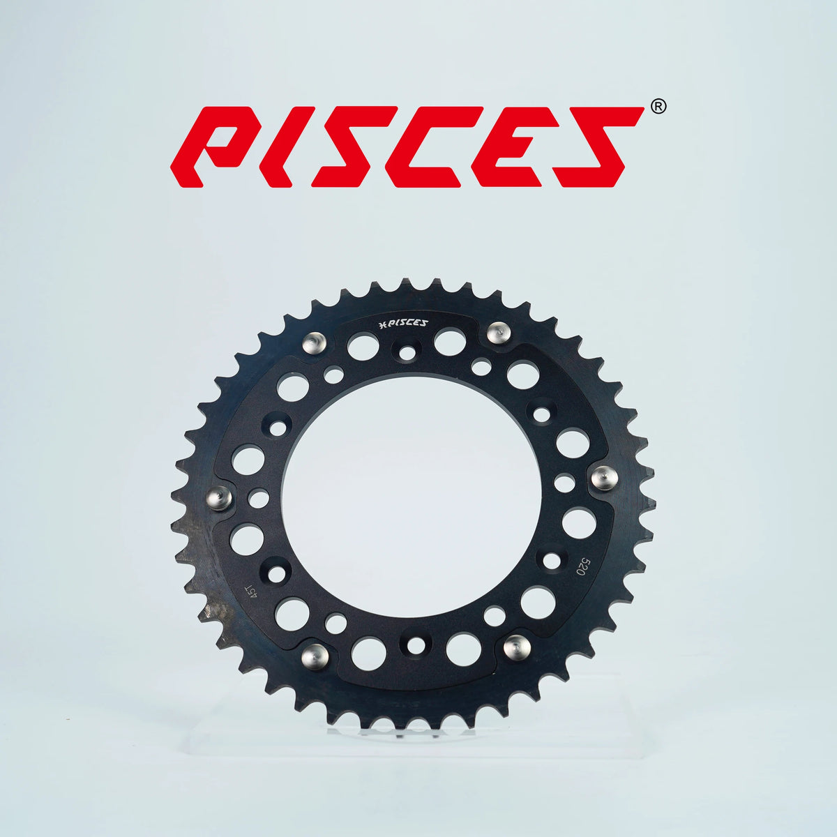 Couronne arrière personnalisée Pisces pour Supermoto, MX et Enduro, noire.