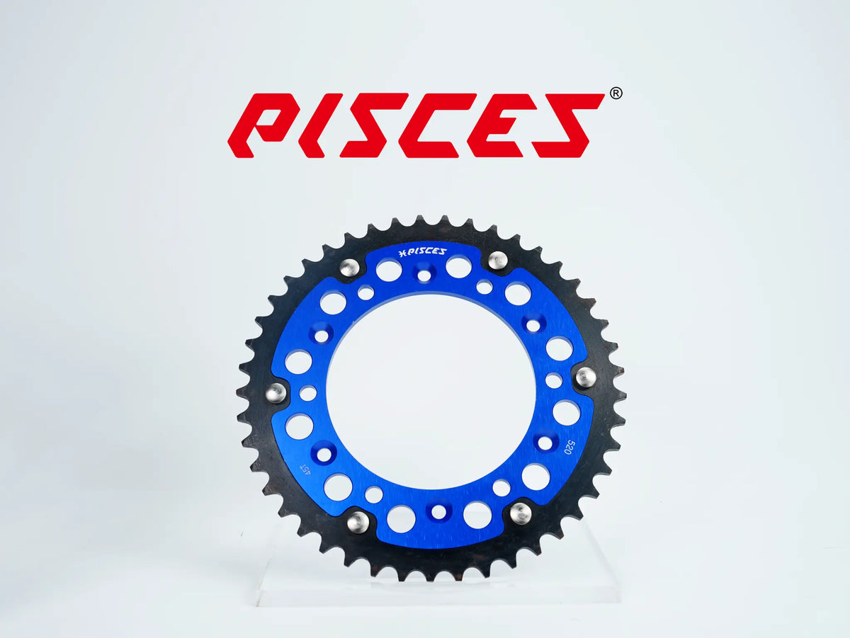 Couronne arrière personnalisée Pisces pour Supermoto, MX et Enduro, bleue.