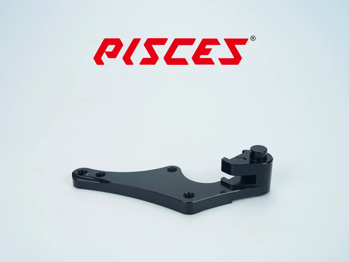 Support déporté supermoto personnalisé Pisces 320mm en noir, vue arrière.