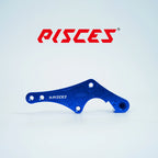Support déporté supermoto personnalisé Pisces 320mm en bleu, vue de face.