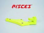 Support déporté supermoto personnalisé Pisces 320mm en jaune fluo, vue arrière.