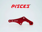 Support déporté supermoto personnalisé Pisces 320mm en rouge, vue de face.