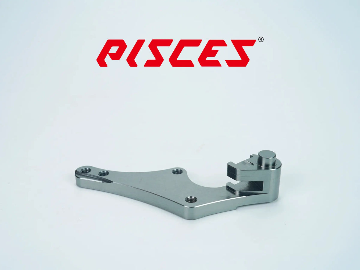 Support déporté supermoto personnalisé Pisces 320mm en titane, vue arrière.