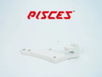 Support déporté supermoto personnalisé Pisces 320mm en blanc, vue arrière.