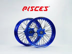 Rieju MR Single Color Excel Takasago Supermoto wheels — blue rim with blue hub, black spokes and blue nipples — custom color reference