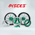 Triumph TF Single Color Excel Takasago Supermoto wheel kit — black rim with green hub, black spokes, green nipples and green brake kit — custom color reference
