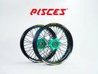 Triumph TF Single Color Excel Takasago Supermoto wheels — black rim with green hub, black spokes and green nipples — custom color reference